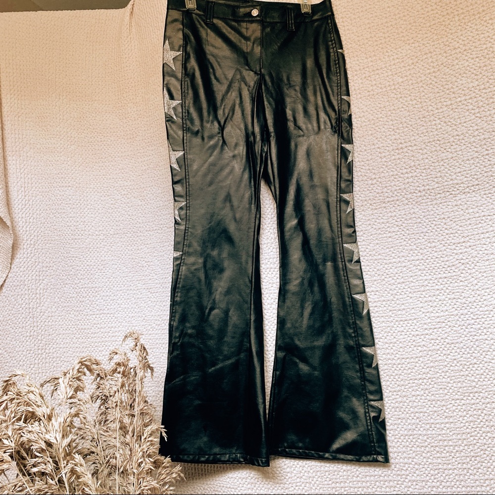 SERIOUS Leather Bellbottom Pants w/ Silver Star